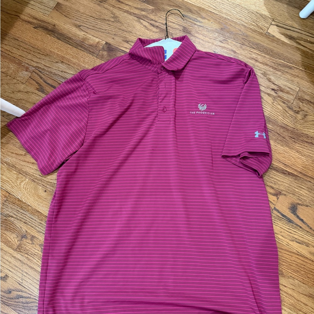 Under Armour Men's Maroon Striped Polo Shirt - The Phoenix Club